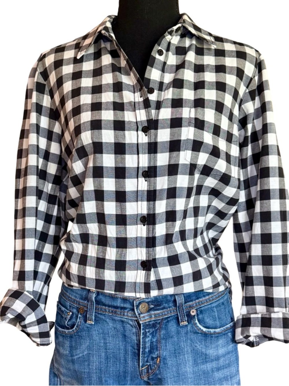 Dorothy Perkins Black & White Gingham Tie-Front Button-Down Shirt